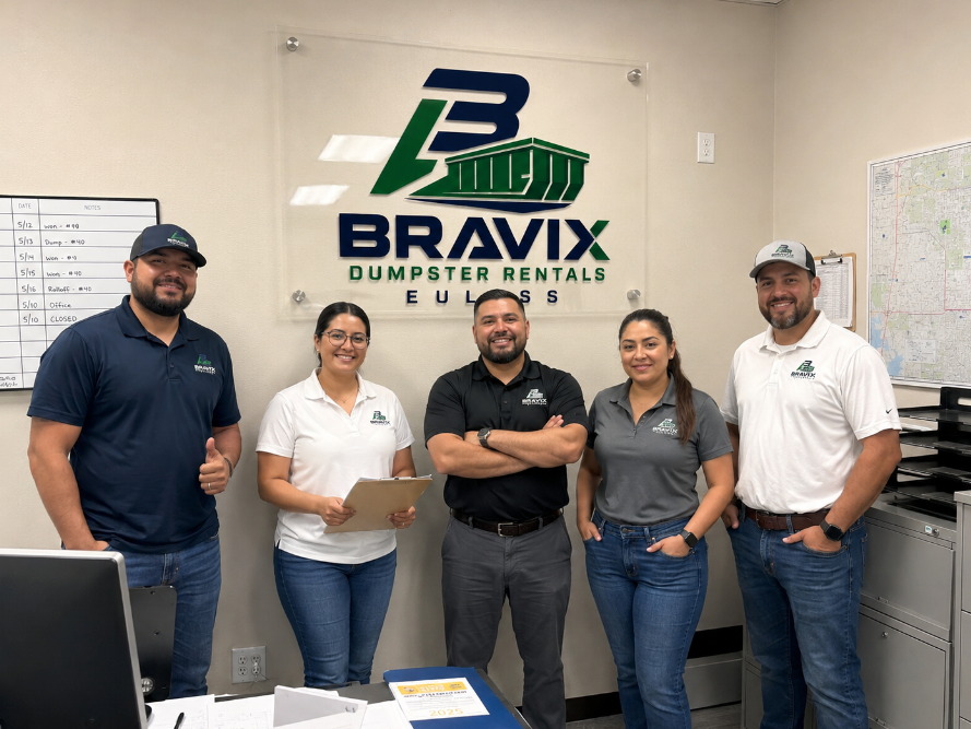 Bravix Dumpster Rentals Euless team at the office